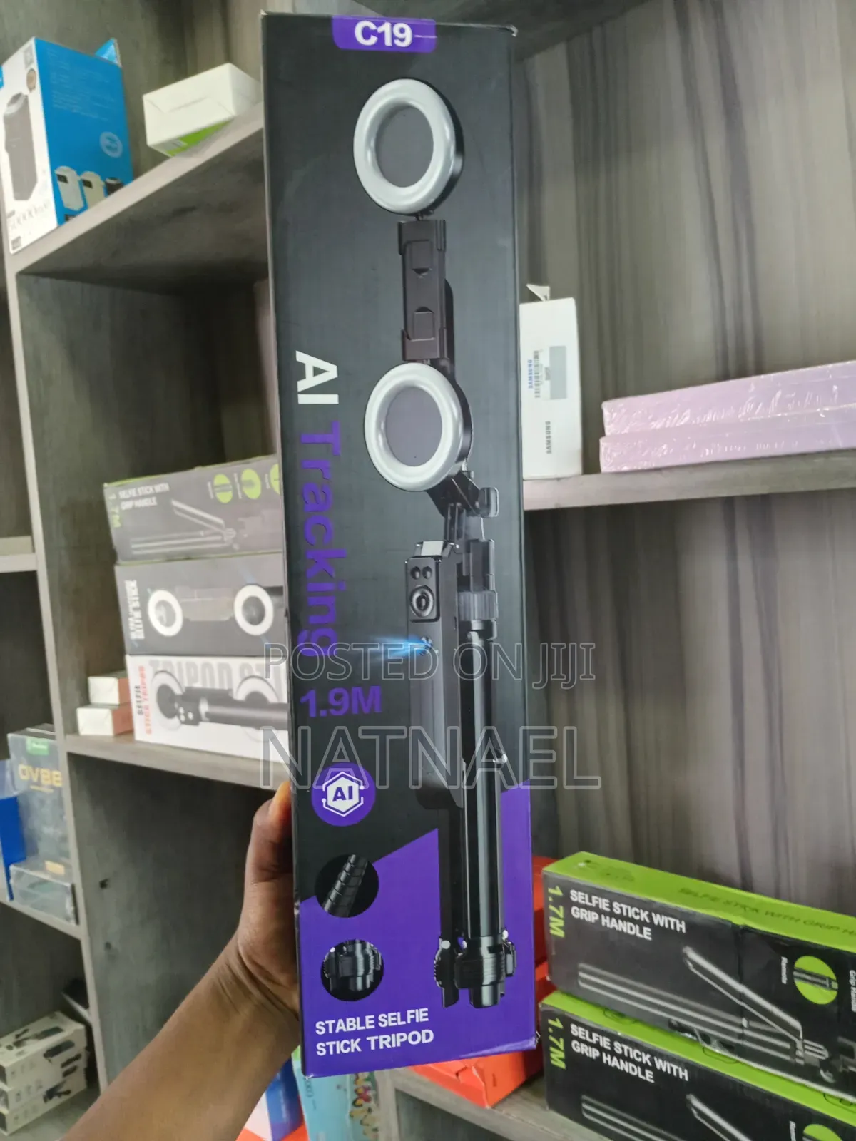 C19 Ai Tracking Stable Selfie Tripod With Dual Ring Lights