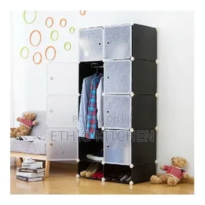 Plastic and Metal Cubic Cloth Cabinet