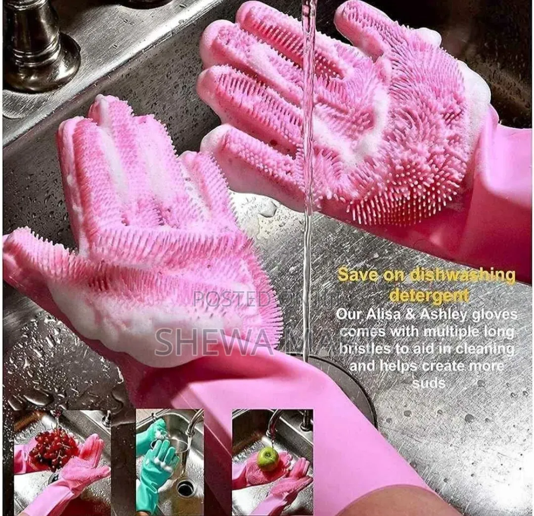 Magic Silicone Dish Washing Gloves High Quality (ወፍራሙ)