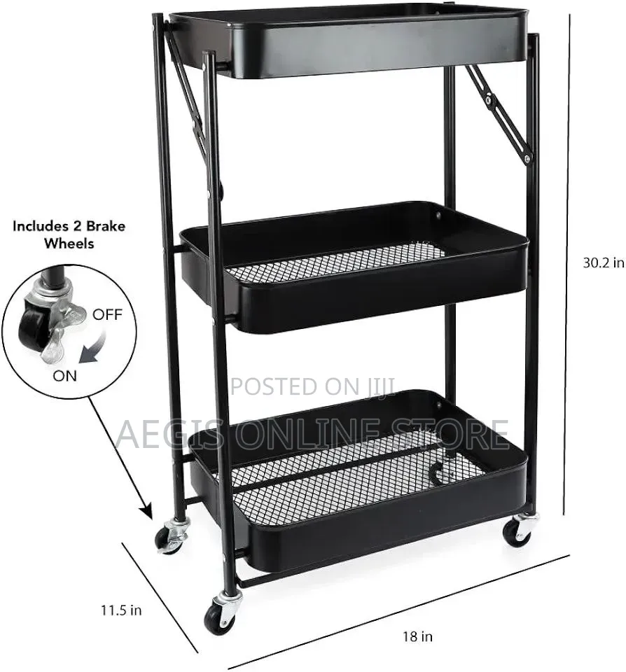 3 Layer Stainless Still Moveable Cart