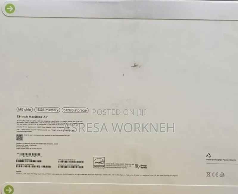 New Apple MacBook Air 2026 M5 13-inch 16GB Apple M5 Max SSD 512GB