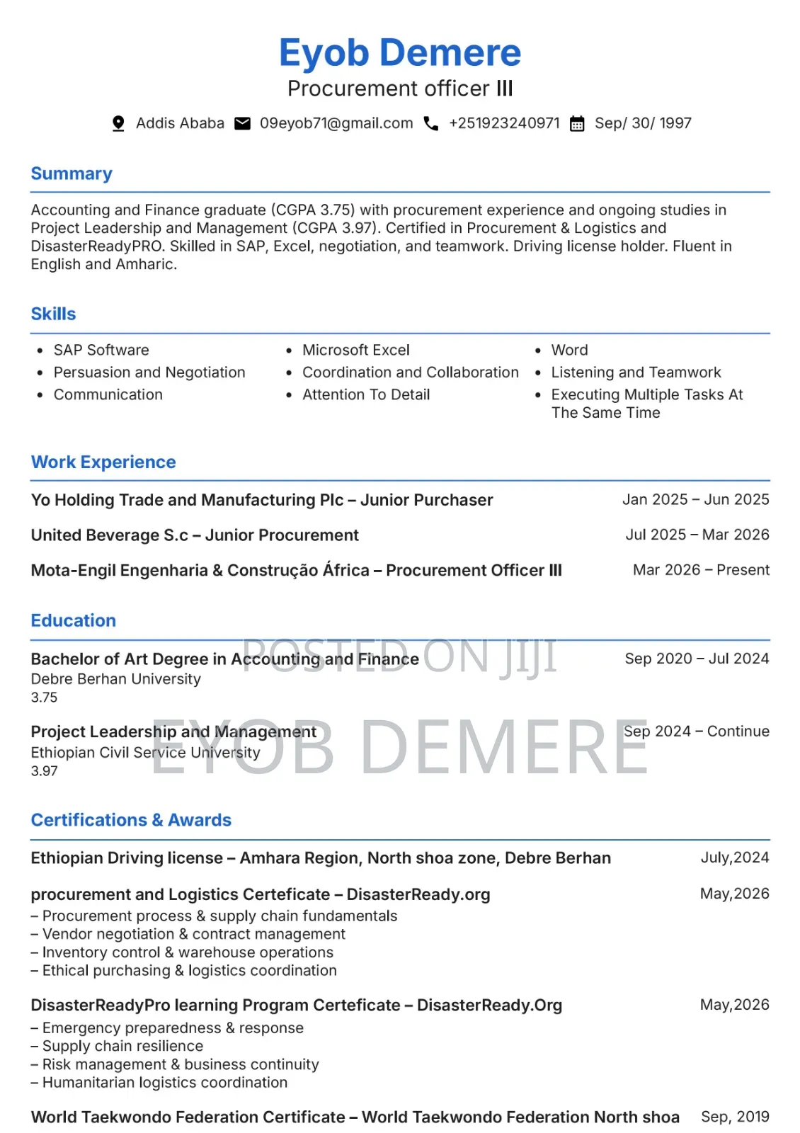 Purchaser/Procurement Officer/Logistics Officer