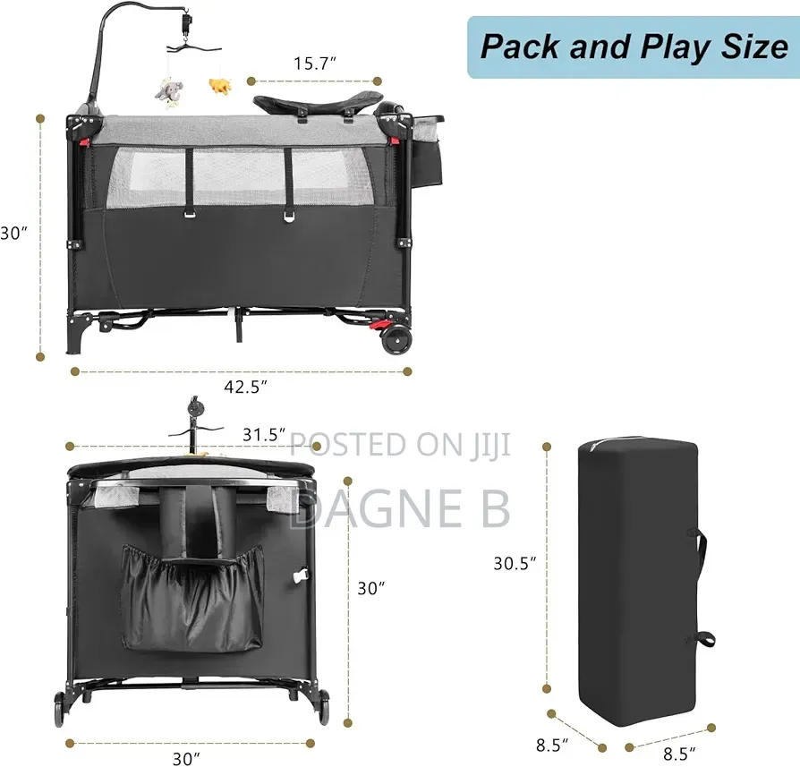 5in1 Deluxe Baby Bedside Crib የህፃናት አልጋ