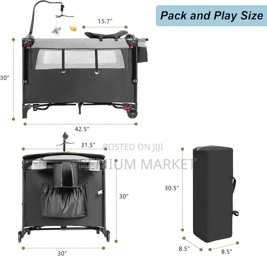 5in1 Deluxe Baby Bedside Crib የህፃናት አልጋ