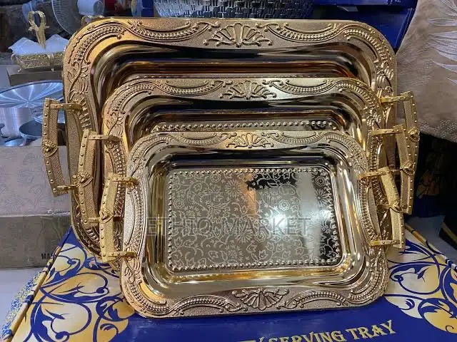 Maximan Luxury Gold-colored Serving Trays