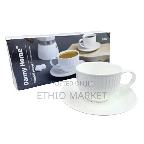 Cappuccino Cup Saucer 6pcs 110ml ካፒቺኖ መጠጫ
