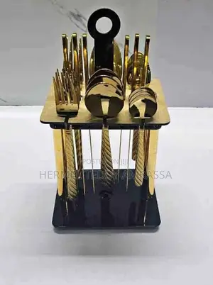 24 PCS High Quality Golden Cutlery Set With Stand