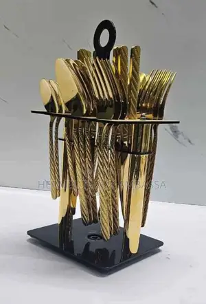 24 PCS High Quality Golden Cutlery Set With Stand
