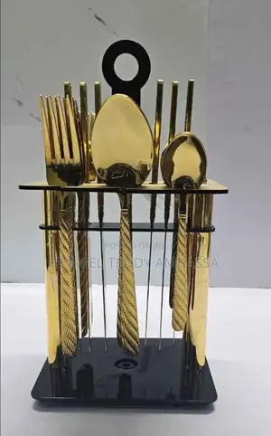 24 PCS High Quality Golden Cutlery Set With Stand