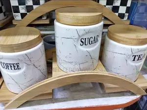 3pcs Set Ceramic Canisters Sugar-Tea-Coffee
