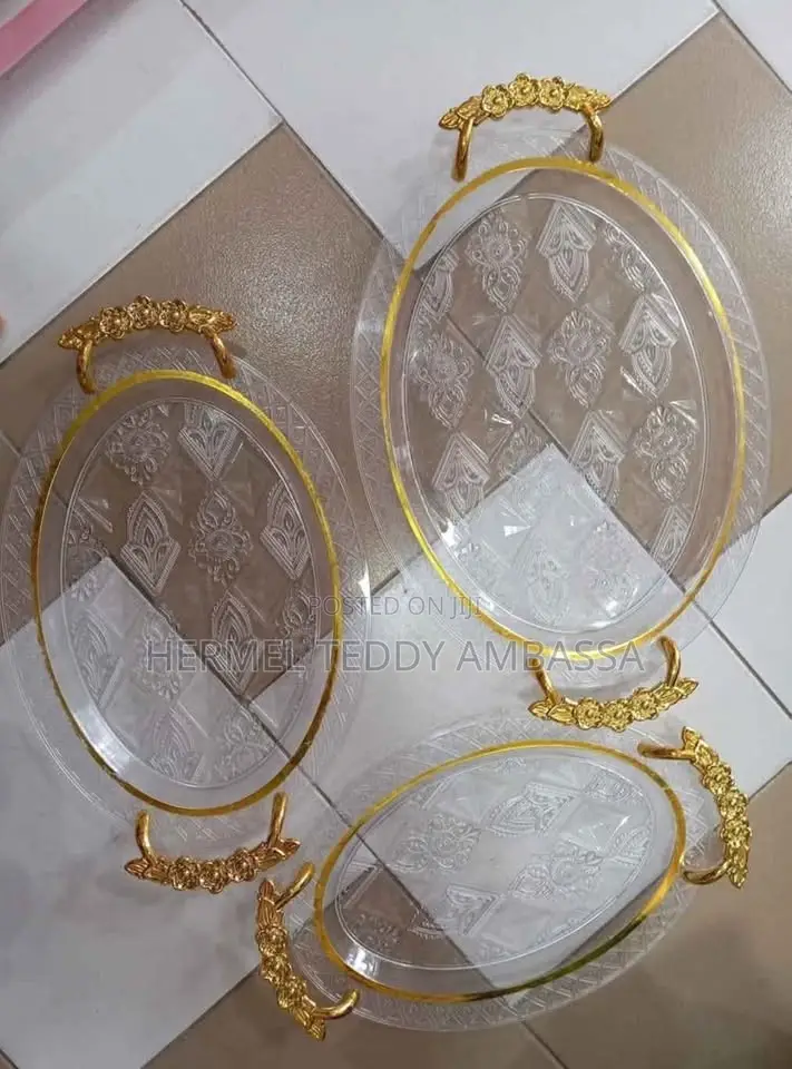 Oval 3pcs Set High Quality Acrylic Serving Tray.