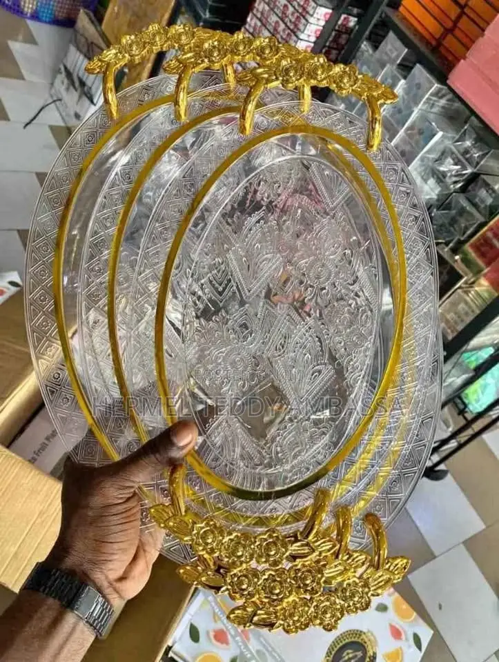 Oval 3pcs Set High Quality Acrylic Serving Tray.
