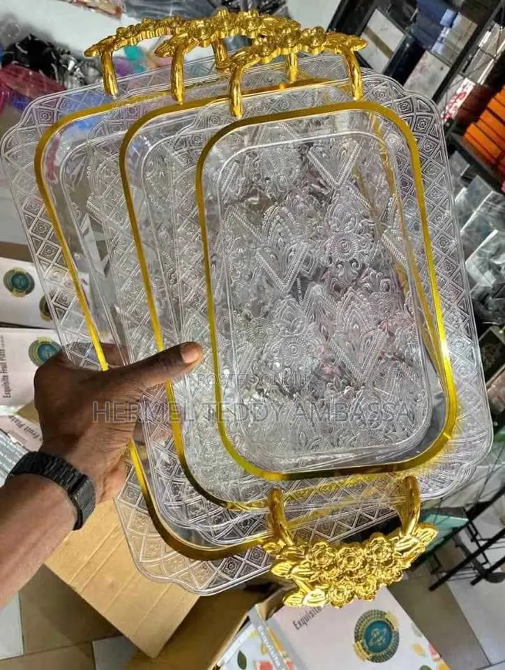 Rectangle 3pcs Set High Quality Acrylic Serving Tray.