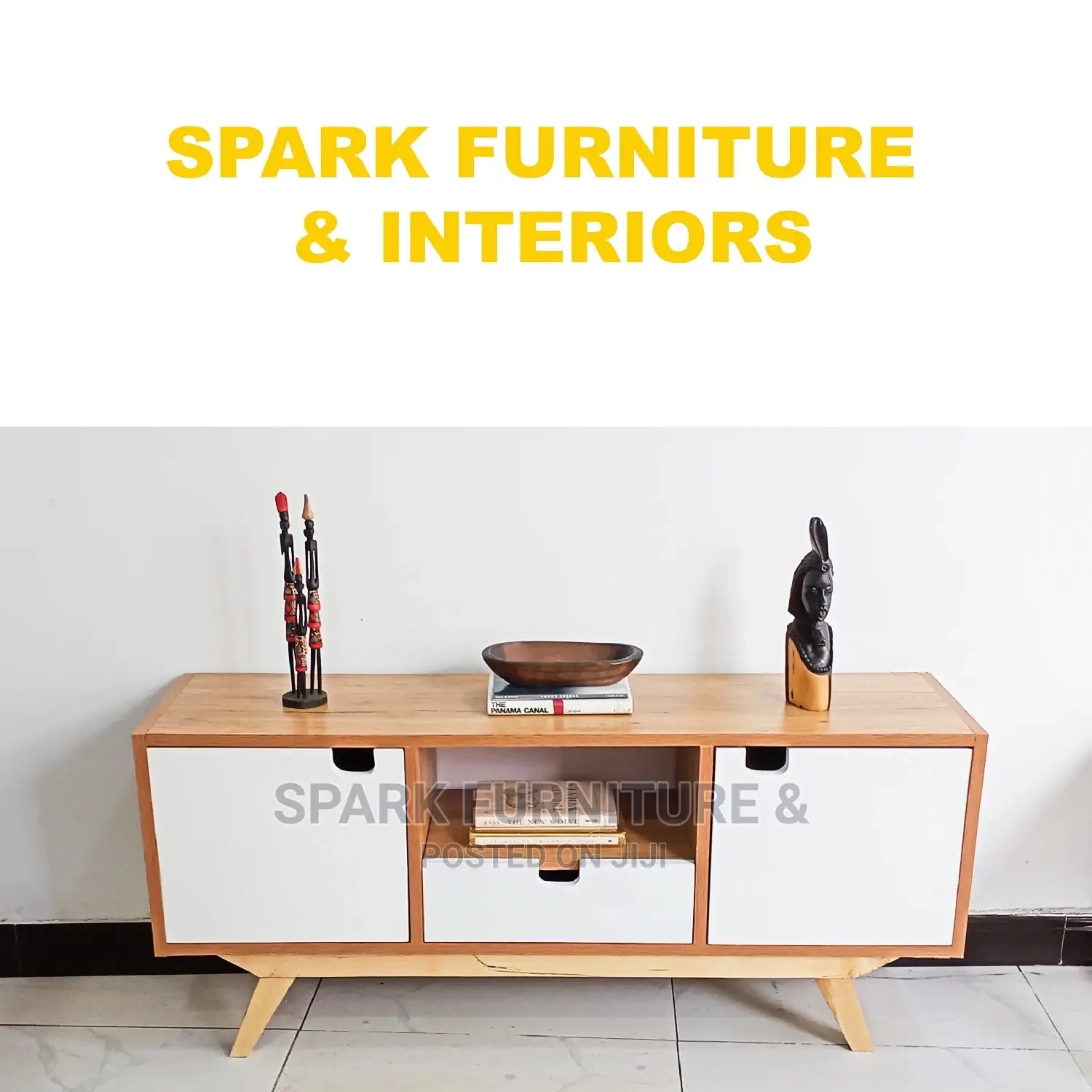 Modern White Doors TV Stand