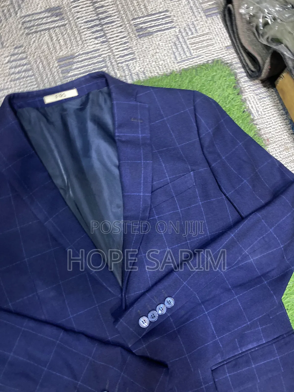 Firs Men's Premium Navy Windowpane Blazer •