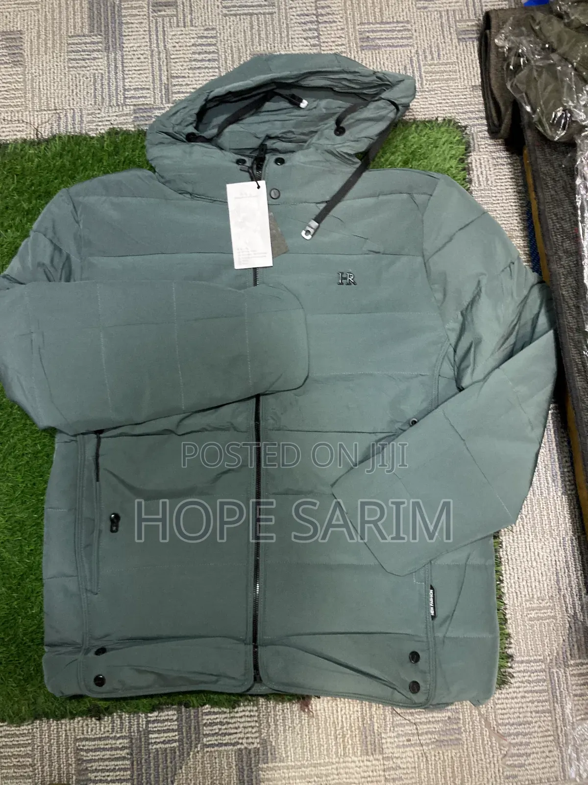Fr Men's Sage Green Hooded Puffer Jacket
