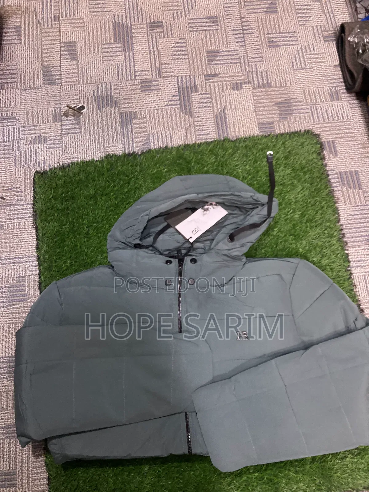 Fr Men's Sage Green Hooded Puffer Jacket