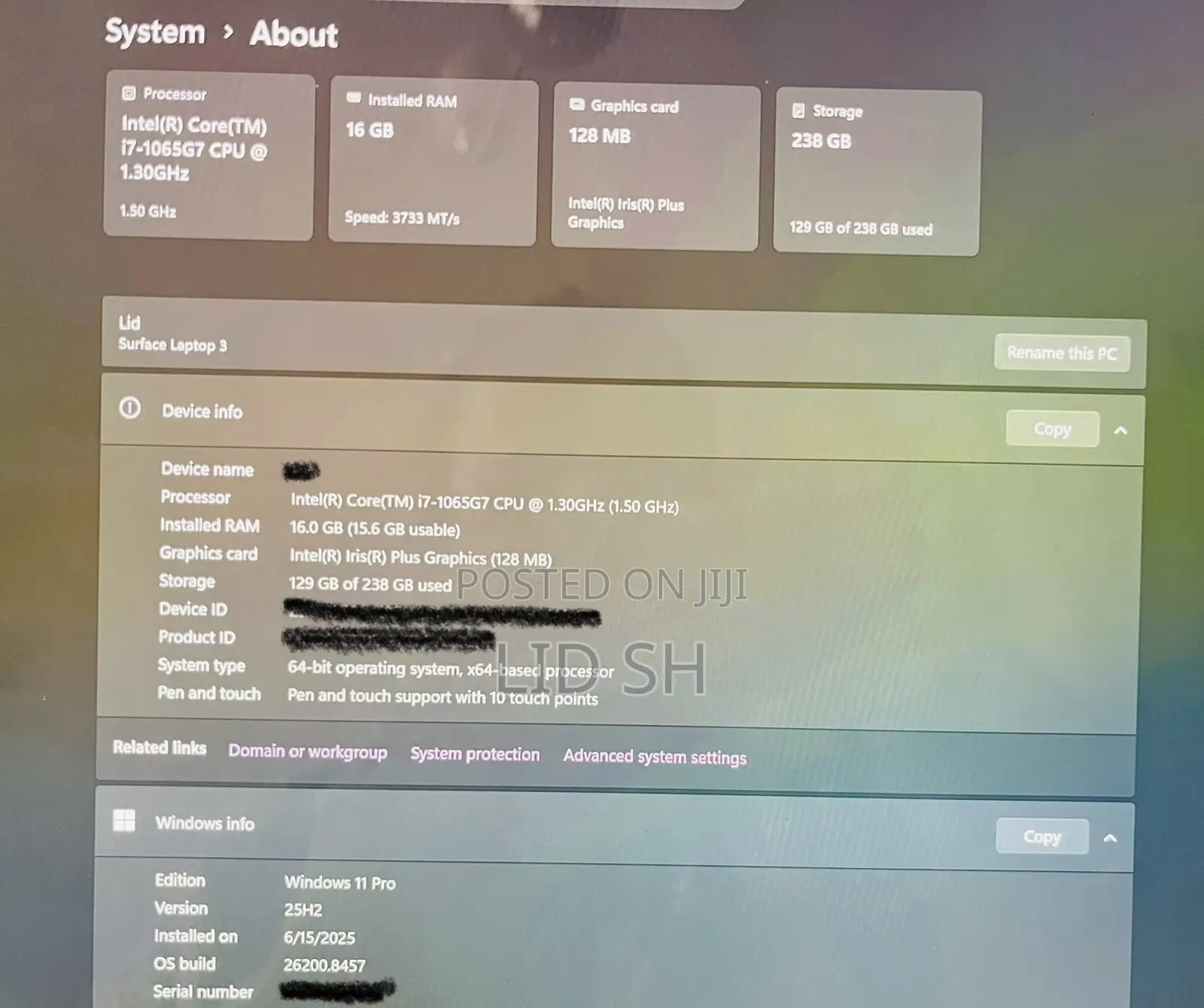 Laptop Microsoft Surface Laptop 3 16GB Intel Core i7 SSD 256GB