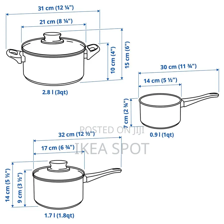 Ikea 3pc Pot