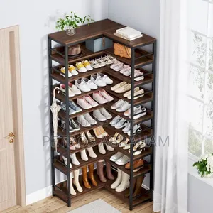 Metal + Mdf Corner Shoe Rank