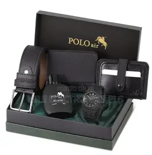 Polo Men's Wristwatch Belt Wallet Card Holder Perfume Gift Combination