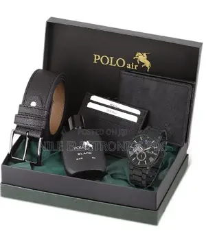Polo Men's Wristwatch Belt Wallet Card Holder Perfume Gift Combination