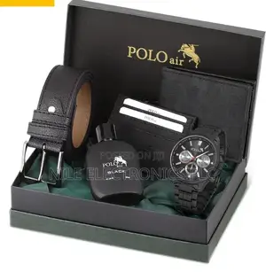 Polo Men's Wristwatch Belt Wallet Card Holder Perfume Gift Combination