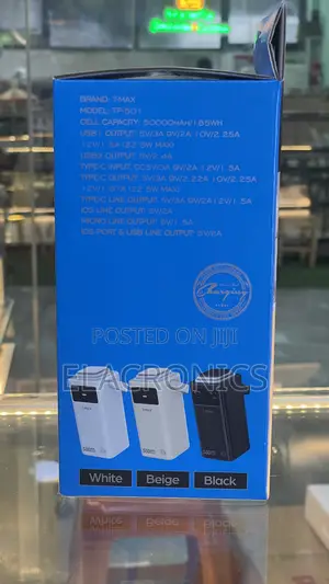 T-Max 50000mah Power Bank | 22.5w Fast Charge | Built-in Cables