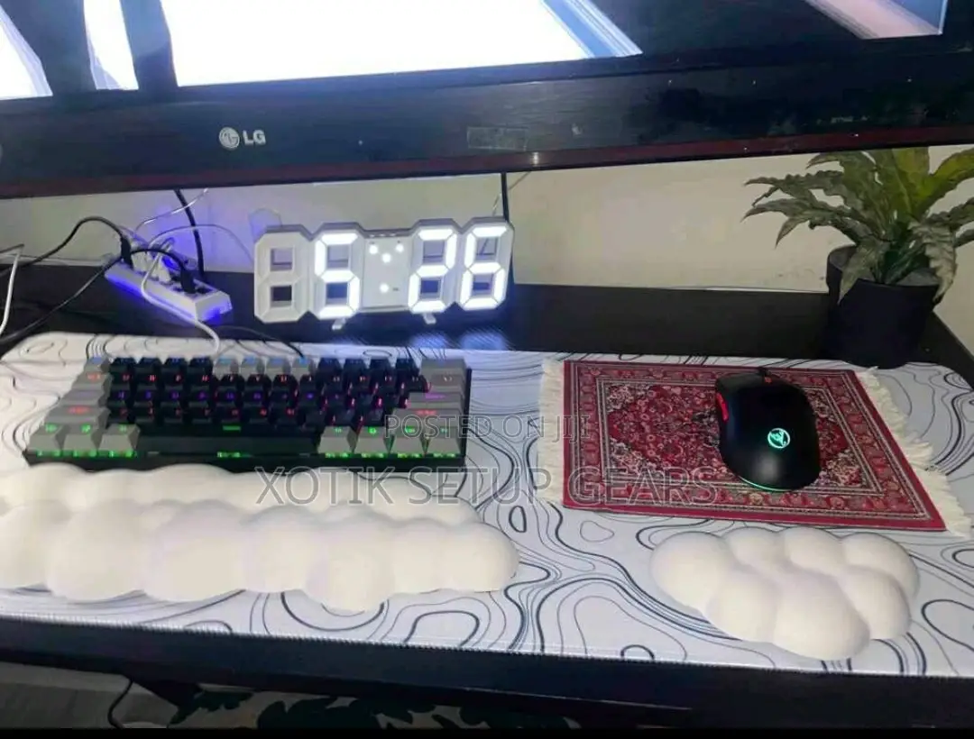 80 X 30 X 0.2cm White and Black Contour Themed Mouse Pad - Desk Mat