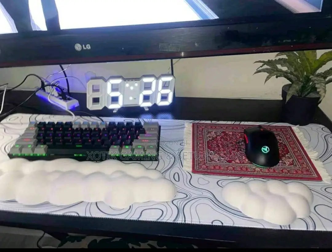 80 X 30 X 0.2cm White and Black Contour Themed Mouse Pad - Desk Mat