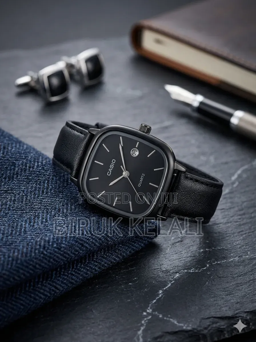 Casio Watch Features a Blue Dial Set Within a Silver-Toned, Cushion