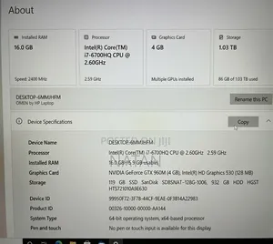 Laptop HP Omen 15 16GB Intel Core i7 HDD+SSD 1T