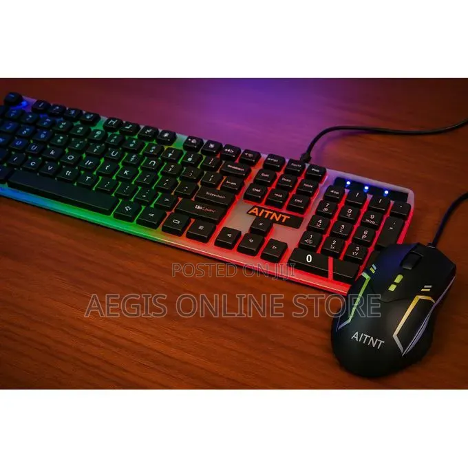 Gaming Keyboard and Mouse Combo Featuring a Rainbow Backlight