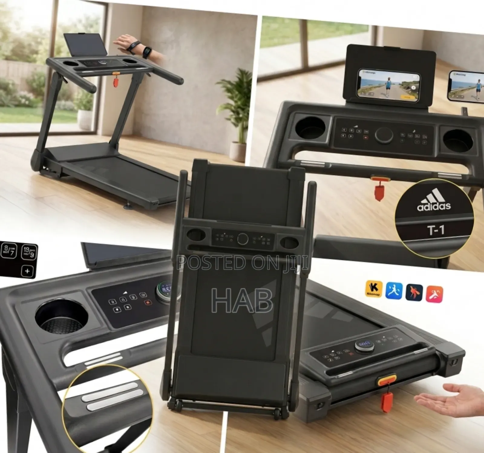 Treadmill Adidas T1 አስተማማኝ ብራን ቦታ ማይዝ ዘመናዊ 3.5የፈረስ