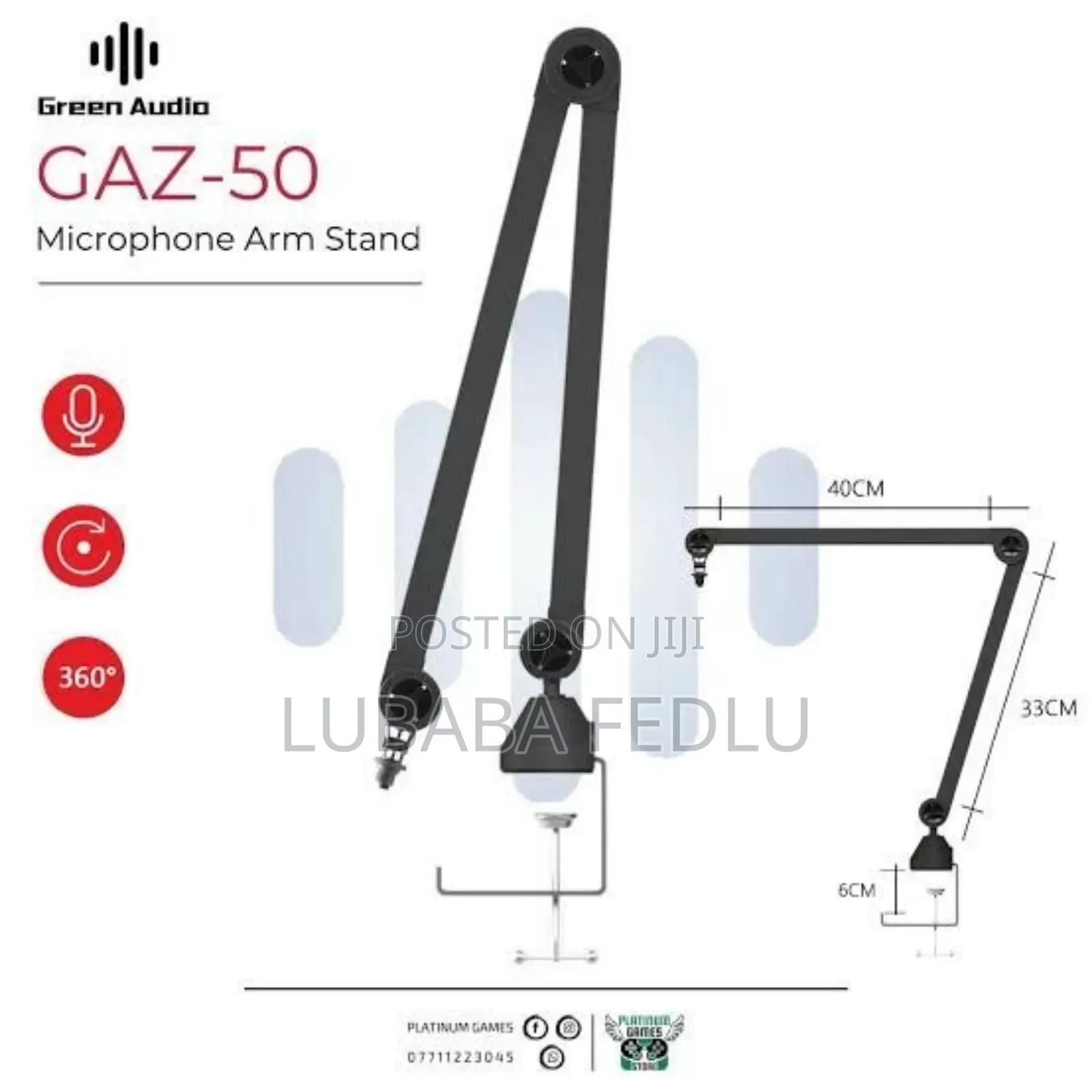 Green Audio Gaz-50 Adjustable Microphone Arm Stand