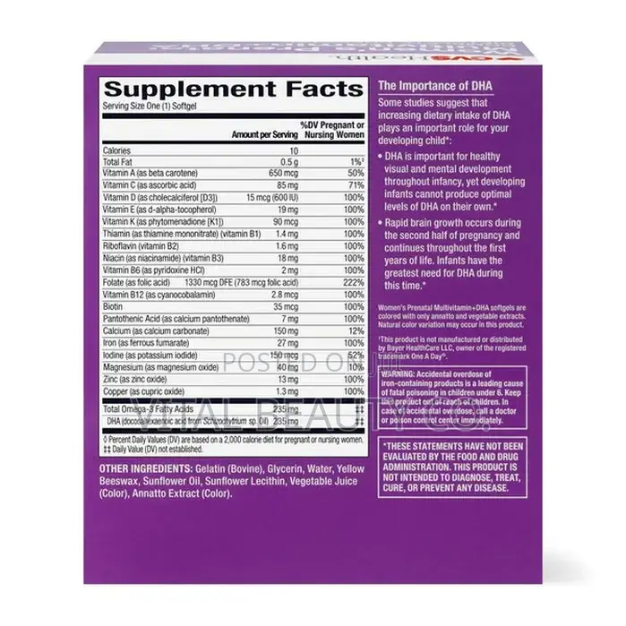 Women's Prenatal+Dhs Algae-Sourced Dha Complete Prenatal Multivitamin