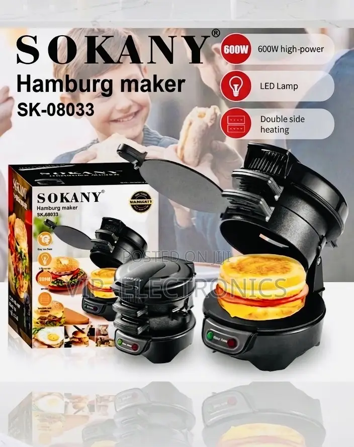 Sokany Hamburger Maker 600w Electric Burger End Sandwich Maker