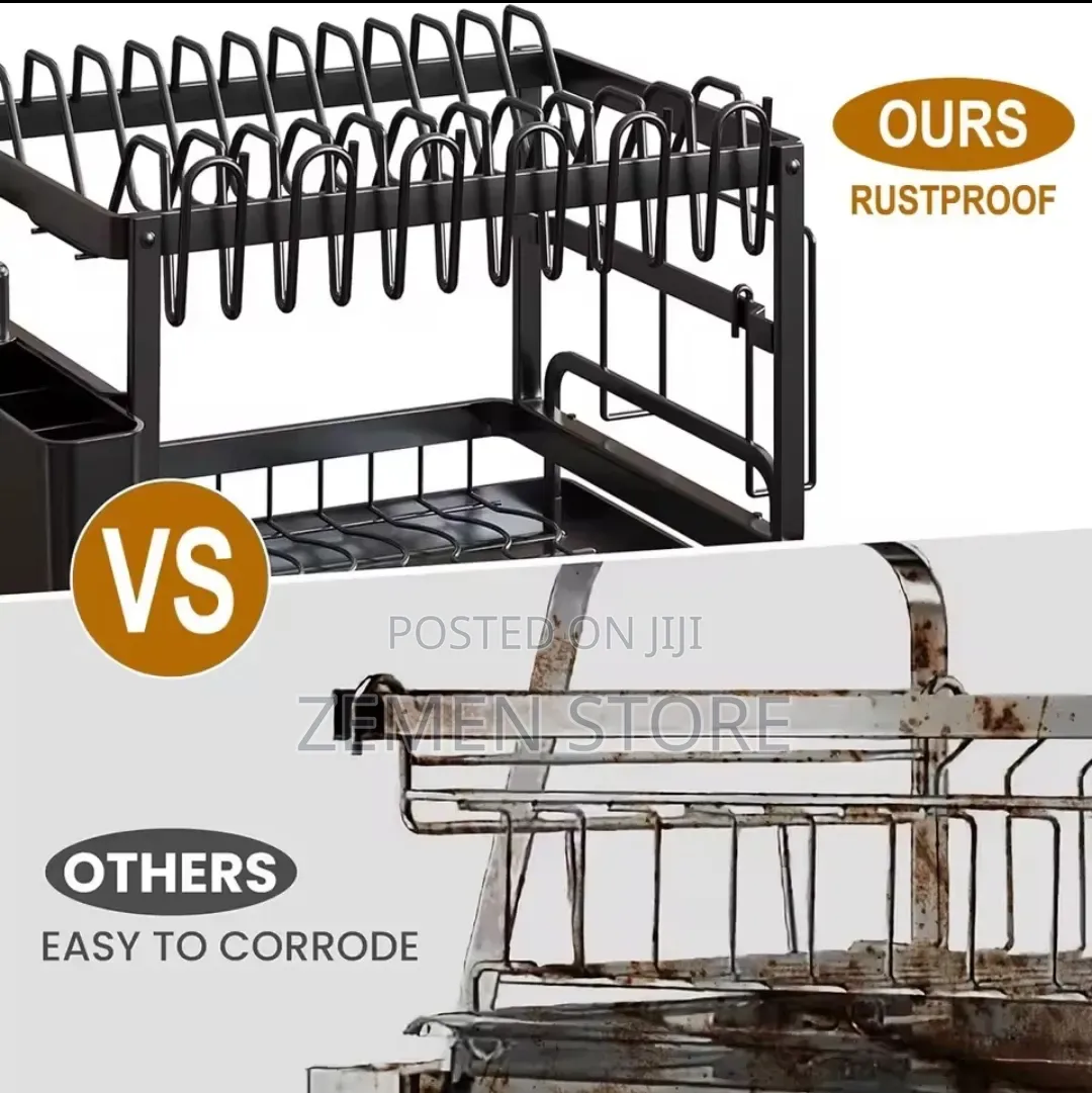 Premium 2-Tier Kitchen Dish Rack Organizer With Drainboard