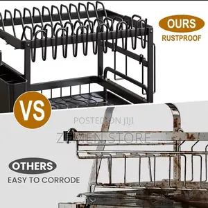 Premium 2-Tier Kitchen Dish Rack Organizer With Drainboard