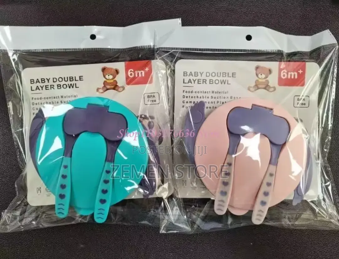 Baby Feeding Suction Bowl Set With Divider Plate Cutlery
