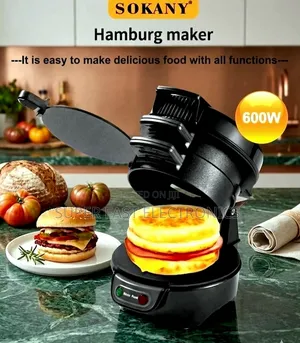 Sokany Hamburger Maker – 600w Double-Sided Electric Burger Grill