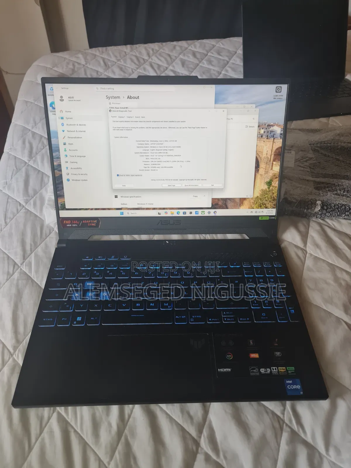 New Laptop Asus TUF Dash F15 16GB Intel Core i7 SSD 512GB
