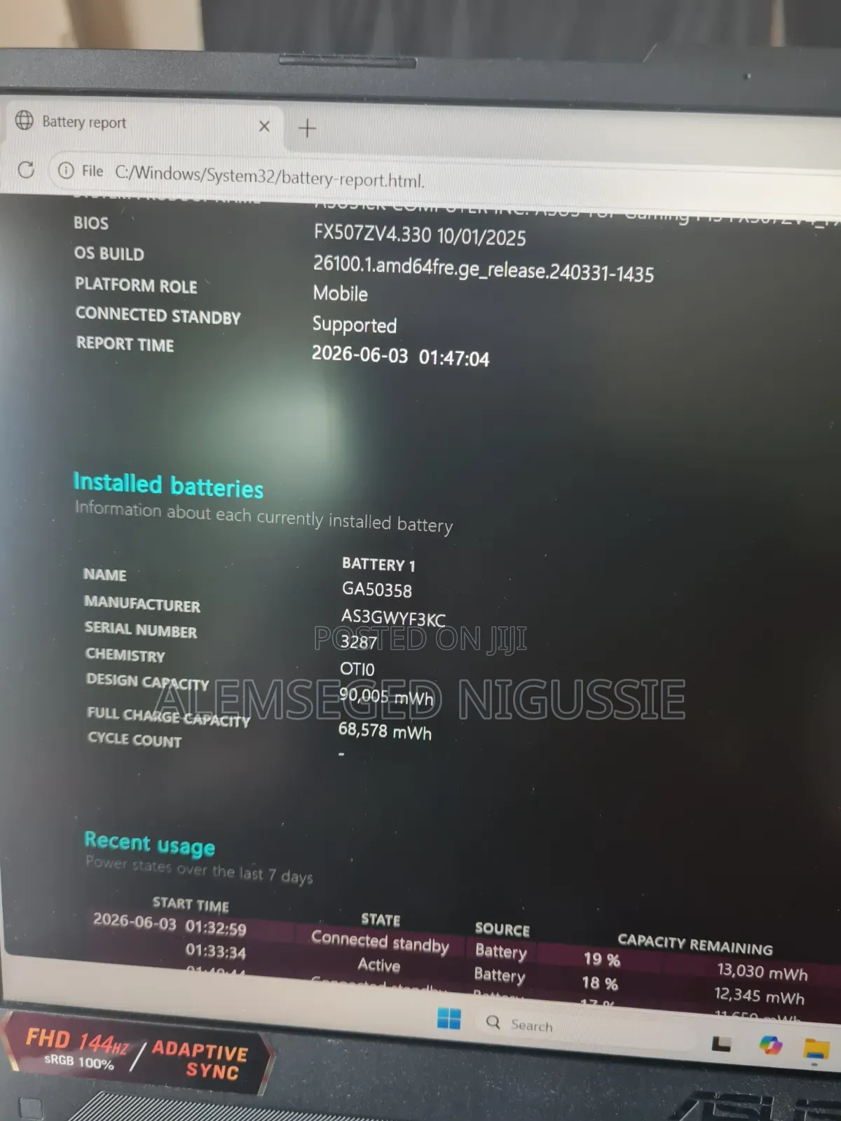 New Laptop Asus TUF Dash F15 16GB Intel Core i7 SSD 512GB