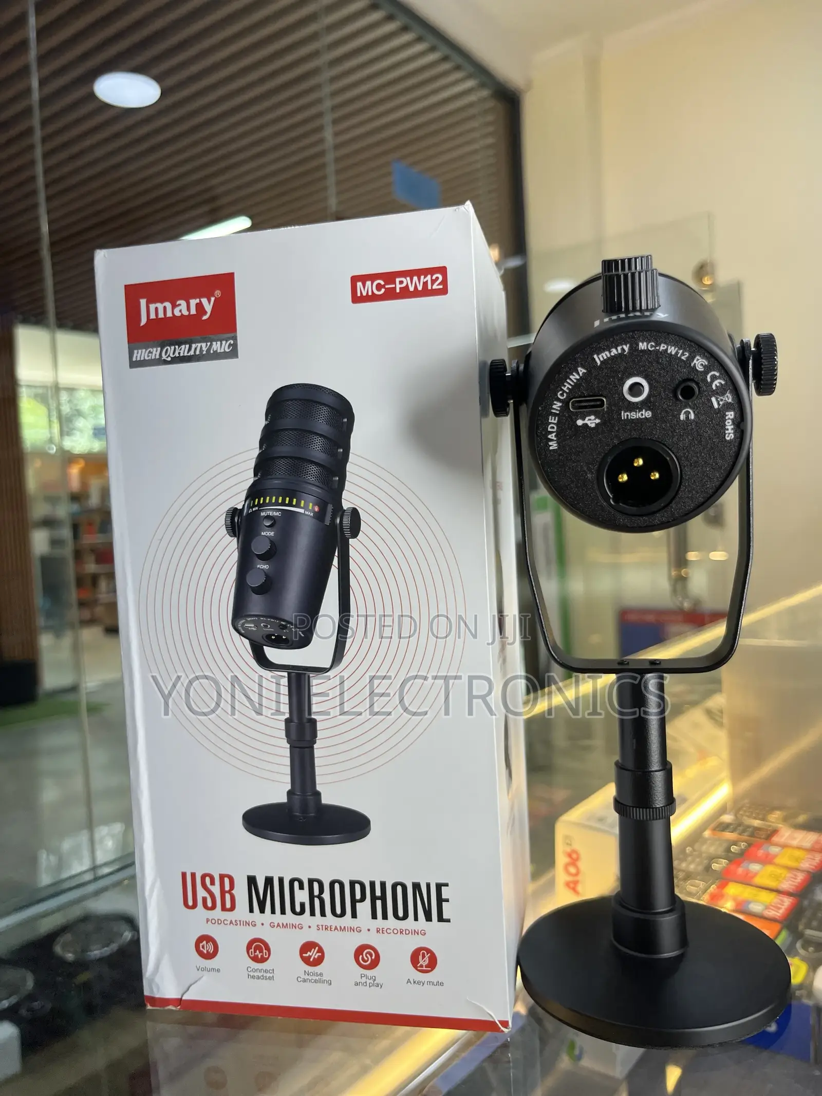 Jmary Mc-Pw12 Usb Desktop Microphone –High-Quality Condenser Mic With