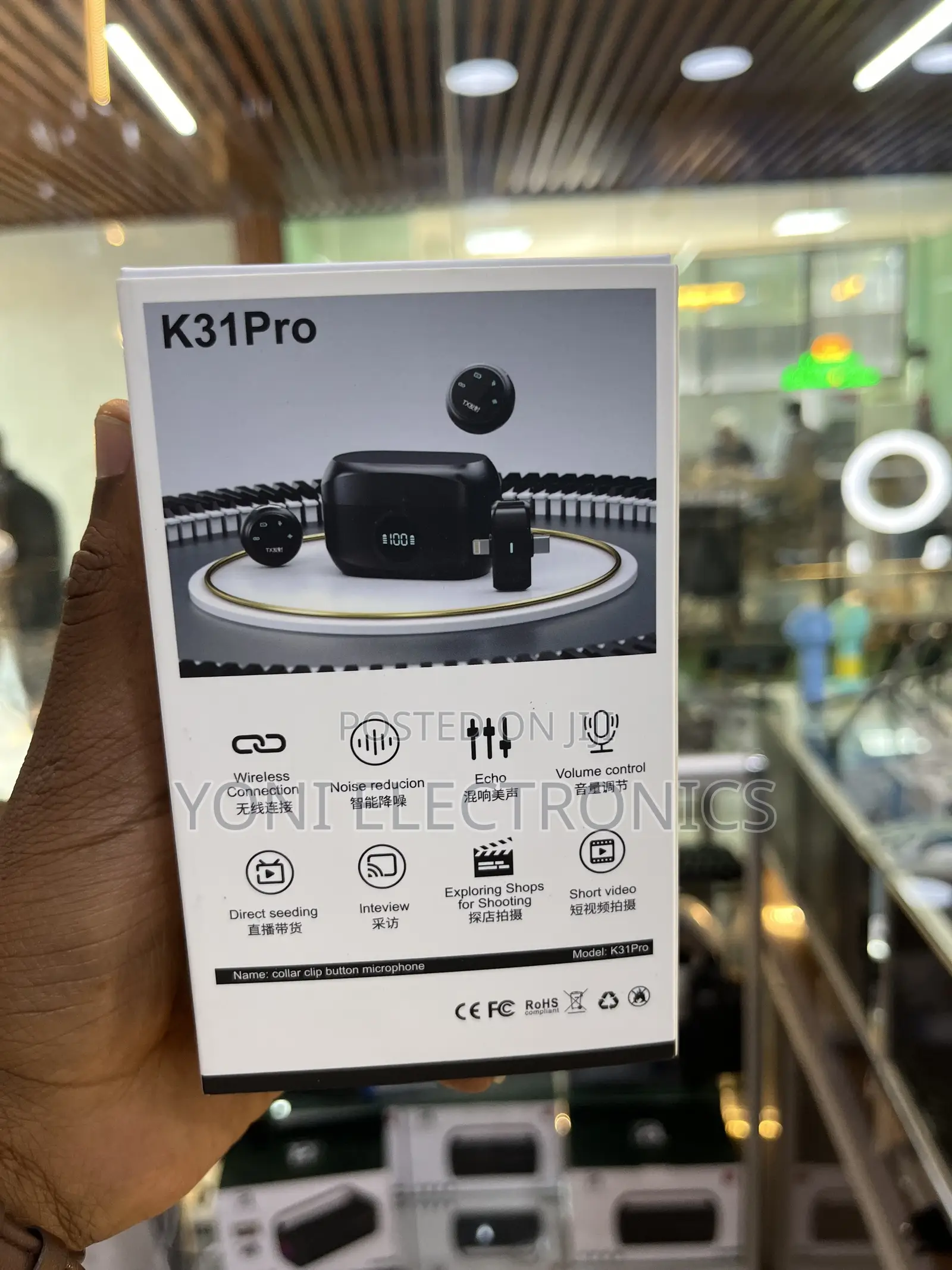 K31pro Ultra-Mini Wireless Button Lavalier Microphone