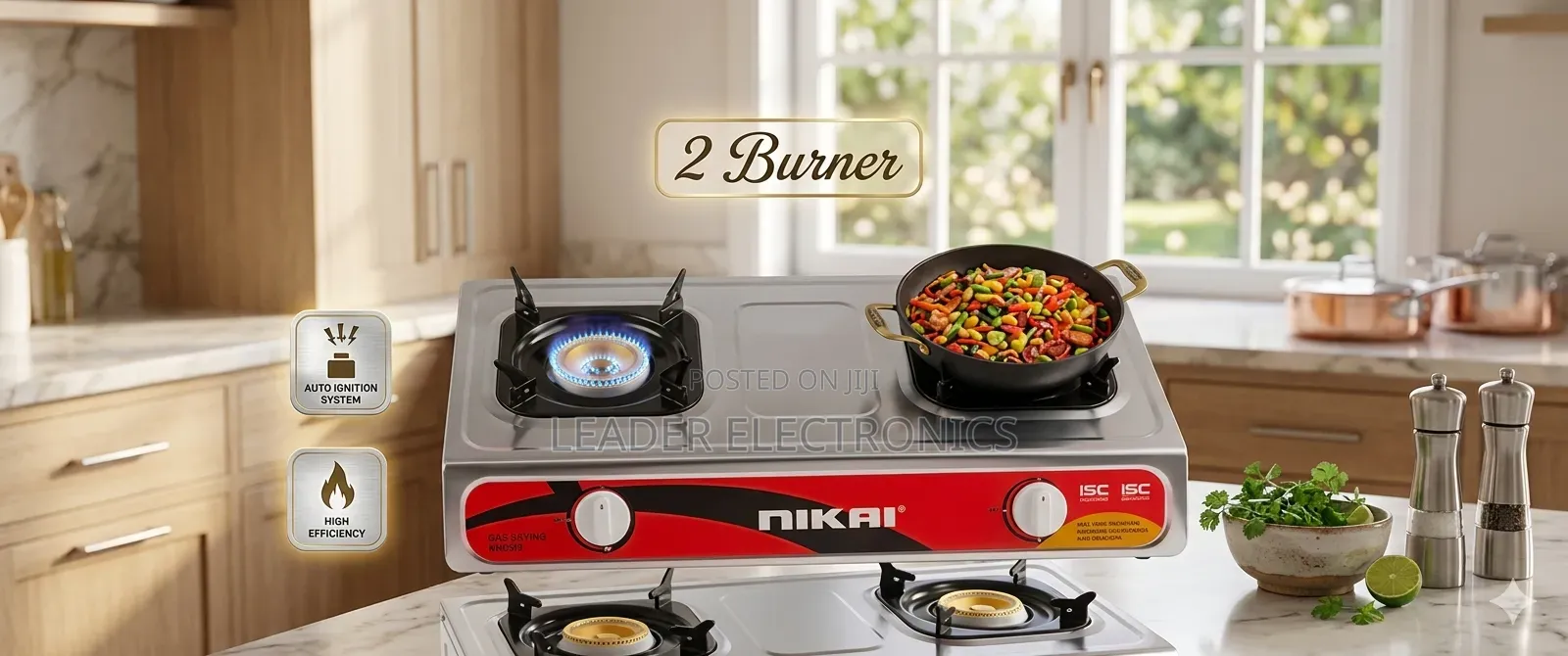 Nikura Double Burner Gas Stove – Fast Even Cooking