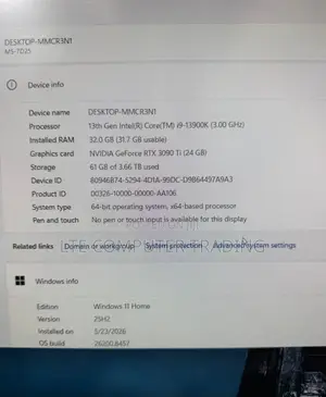 New Desktop Computer MSI Aegis 3 32GB Intel Core i9 SSD 1T