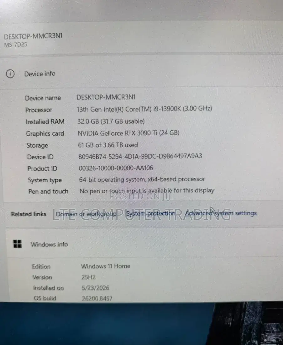 New Desktop Computer MSI Aegis 3 32GB Intel Core i9 SSD 1T