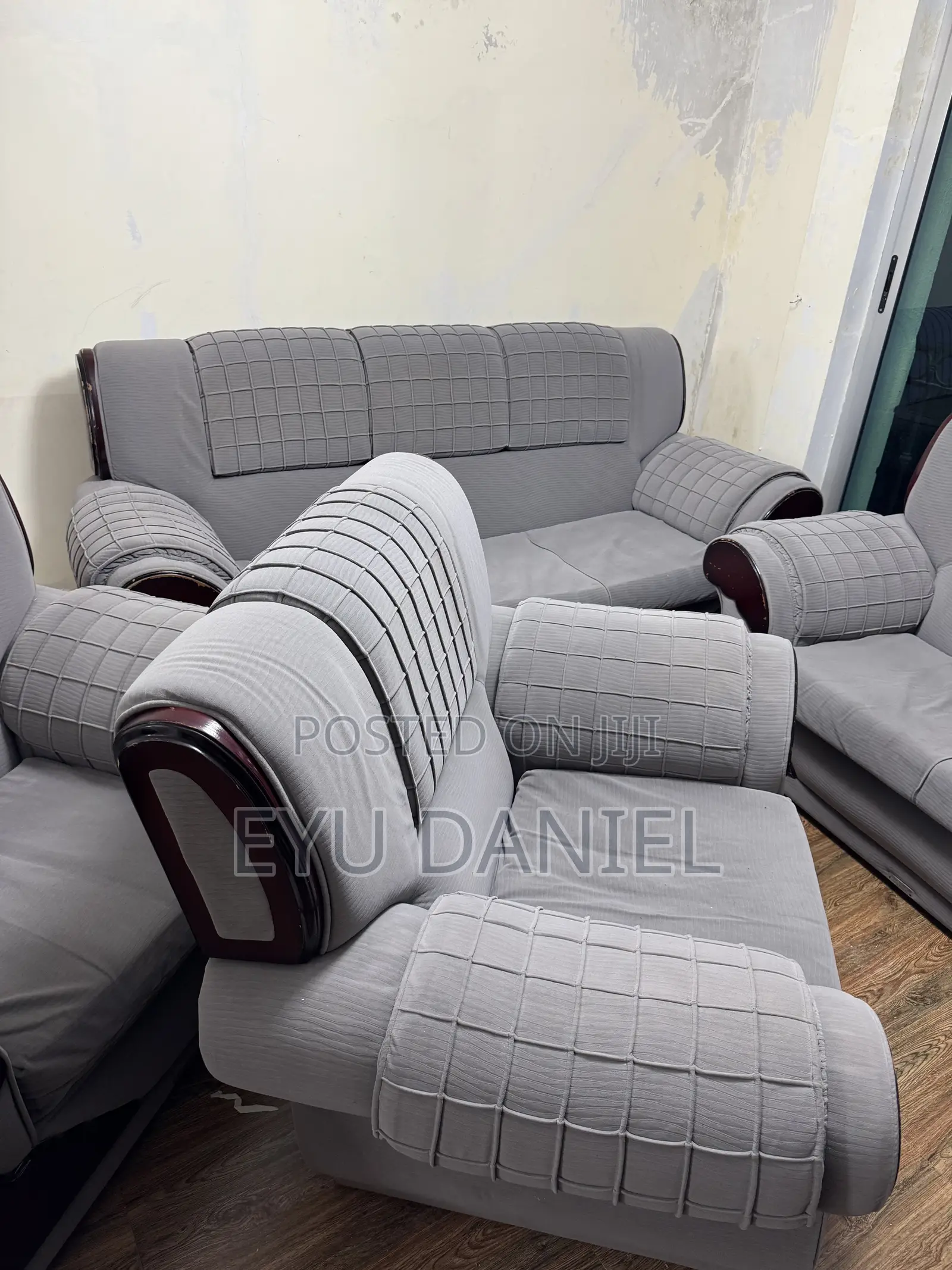 Gray Fabric Sofa Set (3+2+1+1 Seater)