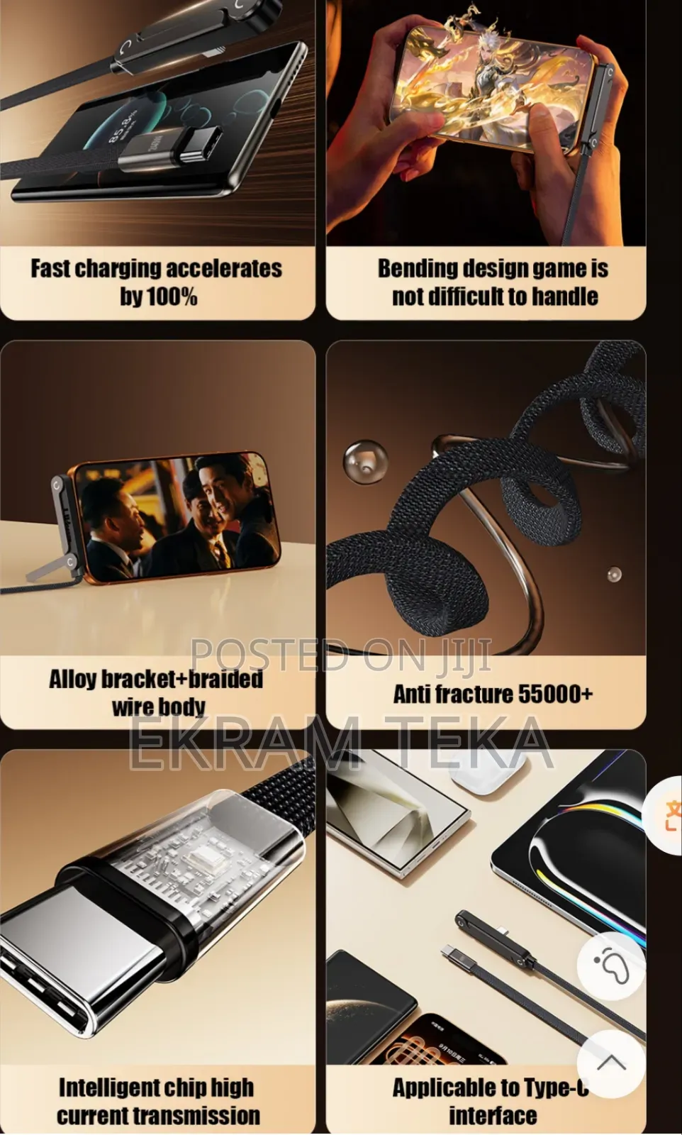 Foldable Stand Fast Charging C Type Cable